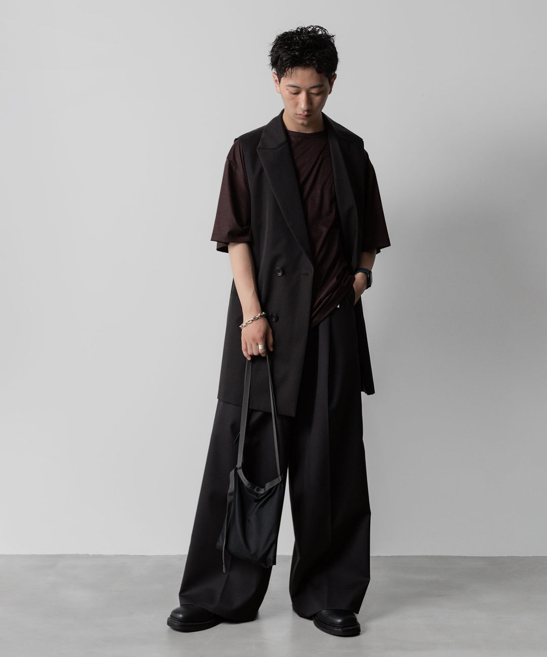 ssstein(シュタイン)の24AWコレクション LONG WIDE TROUSERS (2/90 WOOL GABARDINE) - BLACK 公式通販サイトsession福岡セレクトショップ