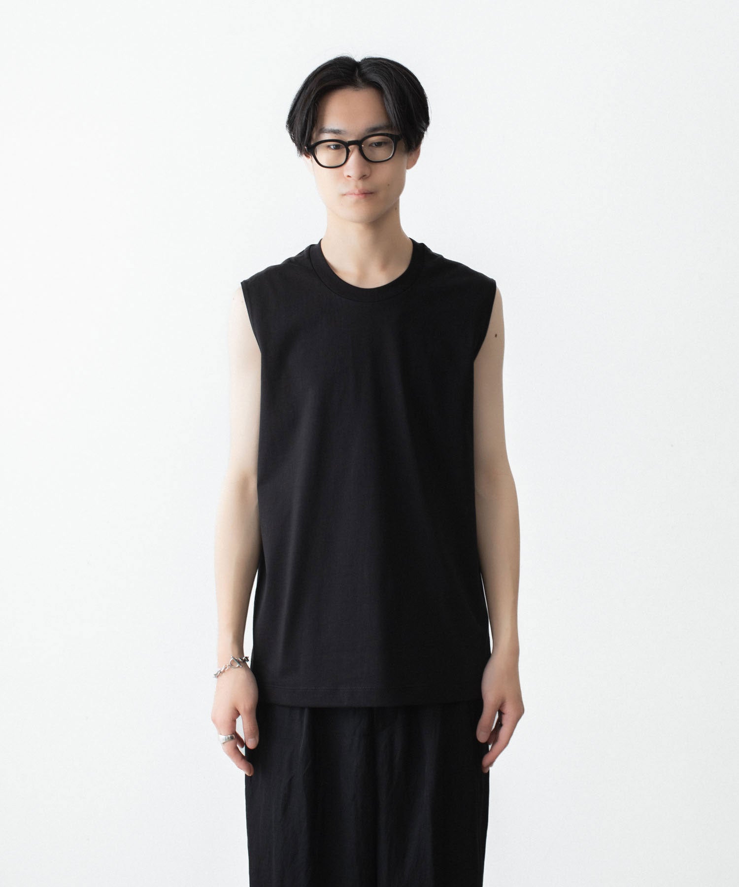 kazkuma6660 KANEMASA PHIL.】36G HIGH TWIST SLEEVELESS TEE - BLACK | 公式通販