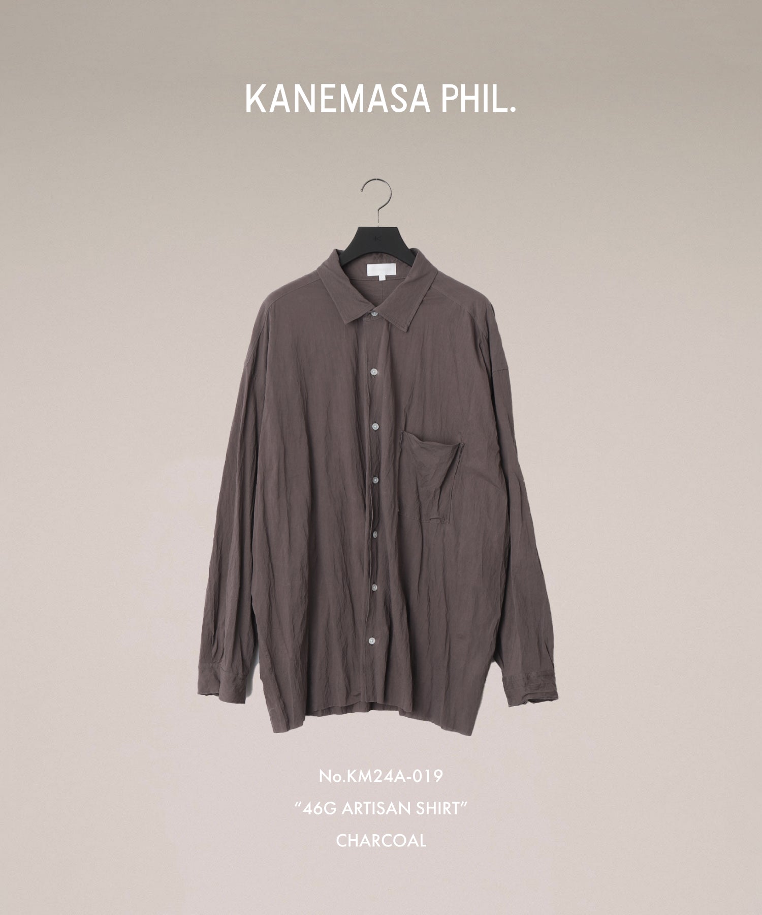 KANEMASA PHIL.-カネマサフィルの46G ARTISAN SHIRTのCHARCOAL公式通販サイトsession福岡セレクトショップ