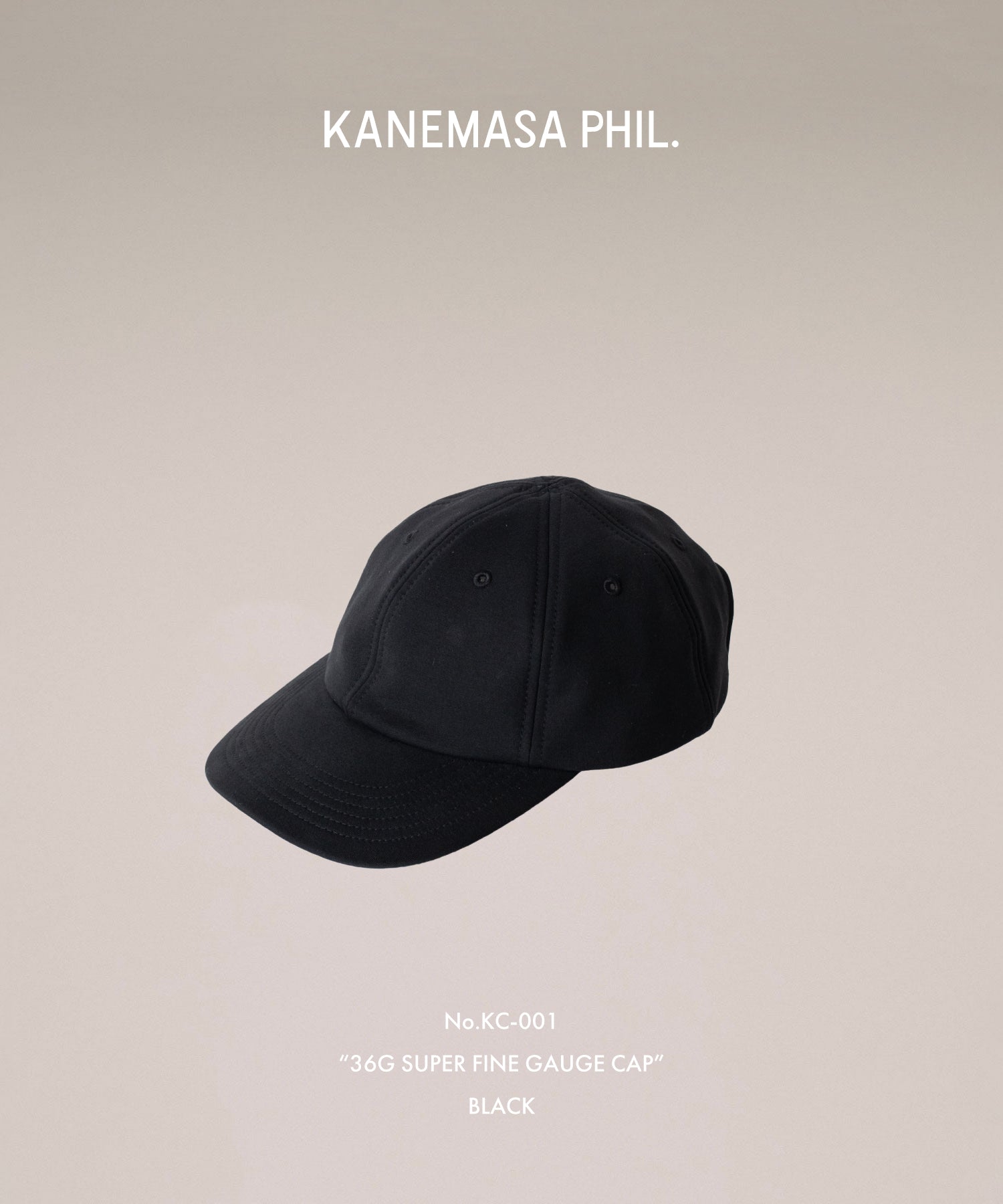 【KANEMASA PHIL.】36G SUPER FINE GAUGE CAP - BLACK