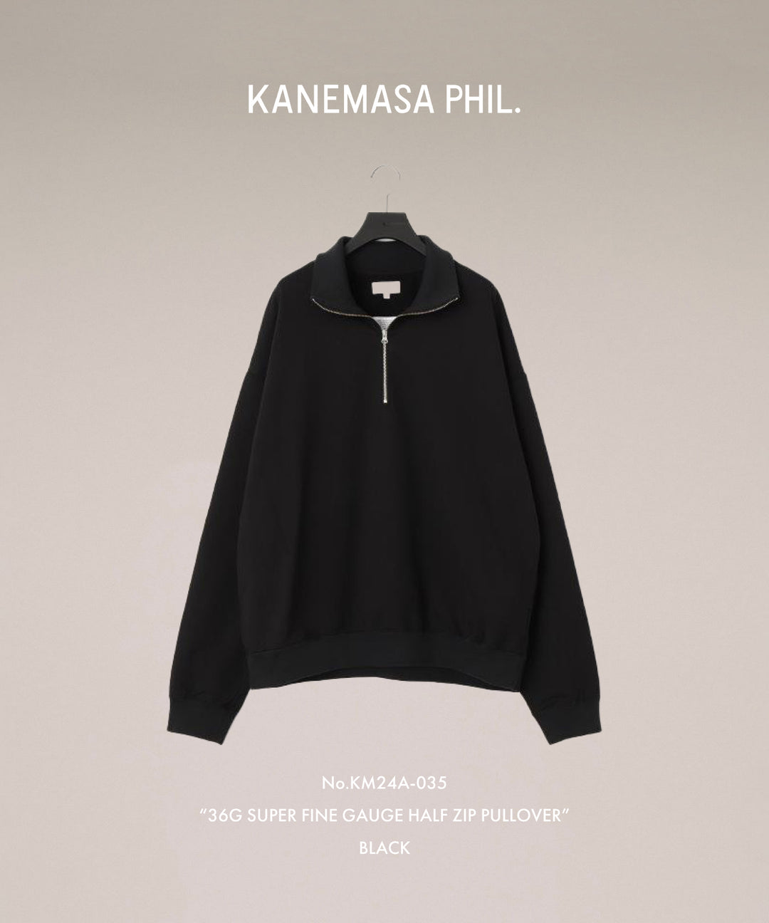 KANEMASA PHIL. カネマサフィルの36G SUPER FINE GAUGE HALF ZIP PULLOVER - BLACKの公式通販サイトsession福岡セレクトショップ