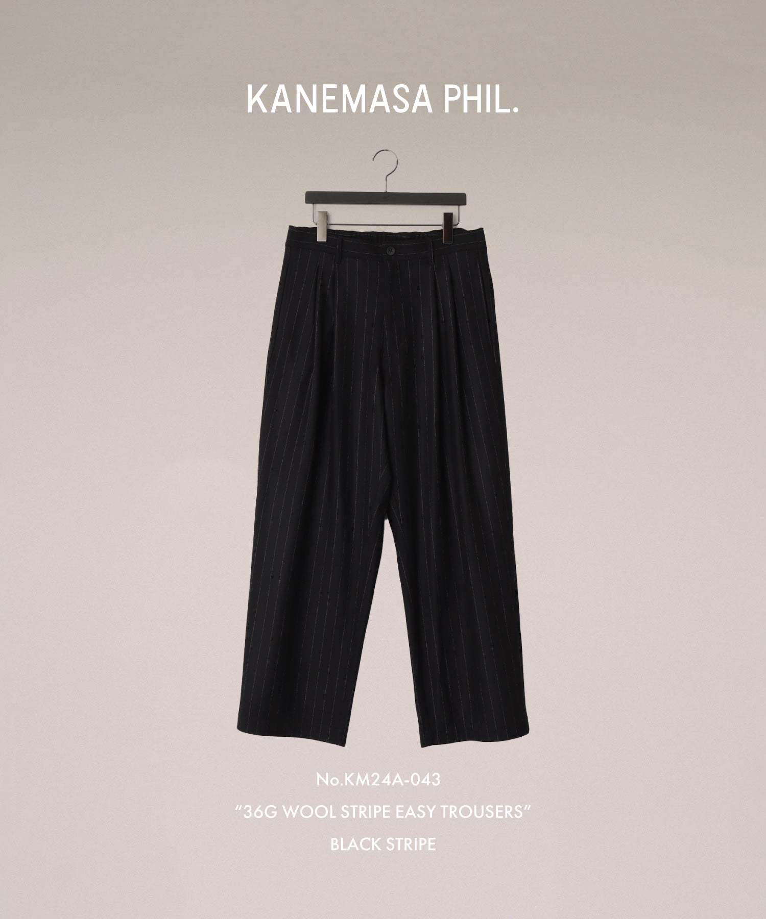 KANEMASA PHIL. カネマサフィルの36G WOOL STRIPE EASY TROUSERS - BLACK SPの公式通販サイトsession福岡セレクトショップ