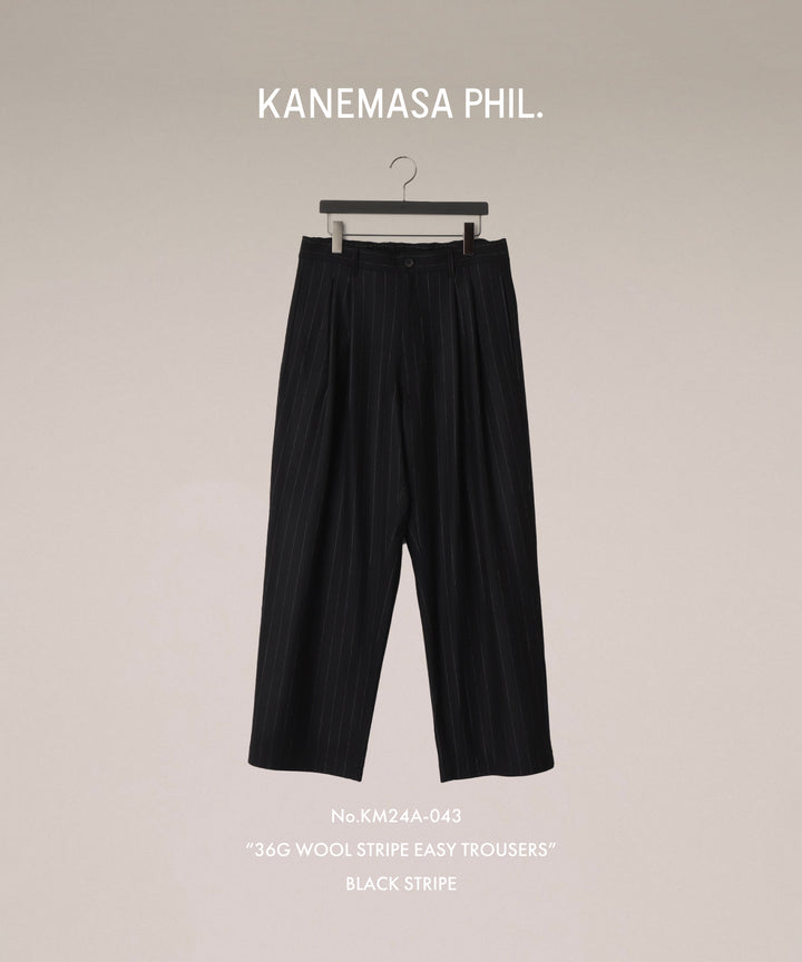 KANEMASA PHIL. カネマサフィルの36G WOOL STRIPE EASY TROUSERS - BLACK SPの公式通販サイトsession福岡セレクトショップ