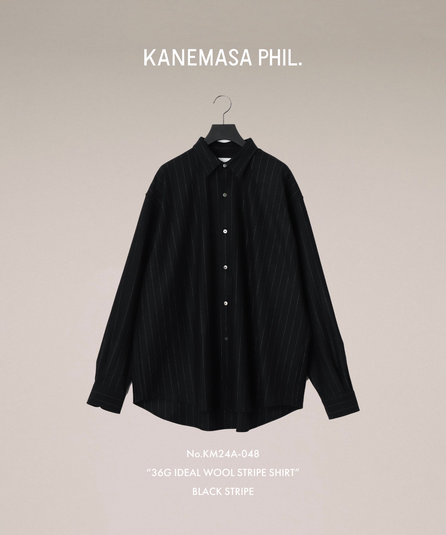 KANEMASA PHIL. カネマサフィルの36G IDEAL WOOL STRIPE SHIRT - BLACK SPの公式通販サイトsession福岡セレクトショップ