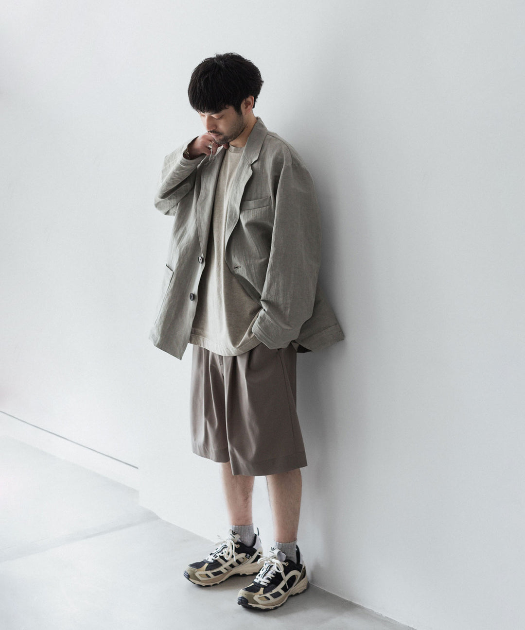 【ssstein】LI/NY POPLIN SINGLE BREASTED JACKET - BEIGE GREY