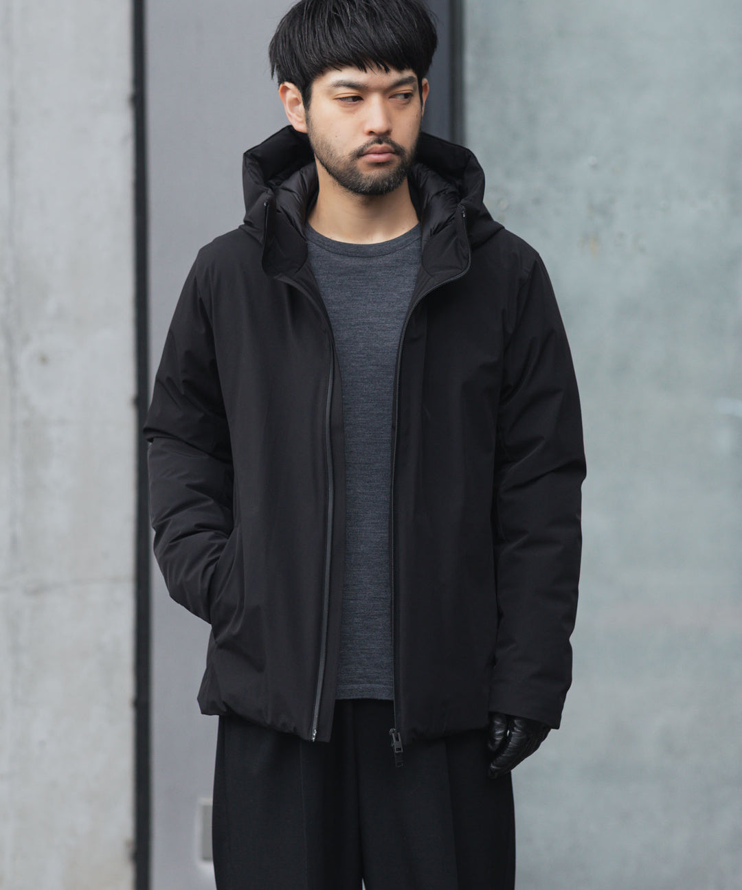 ATTACHMENT アタッチメントの3LAYER LIGHT TAFFETA HOODED DOWN JACKET - BLACKの公式通販サイトsession福岡セレクトショップ