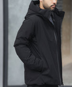 画像をギャラリービューアに読み込む, 【 ATTACHMENT 】3LAYER LIGHT TAFFETA HOODED DOWN JACKET - BLACK
