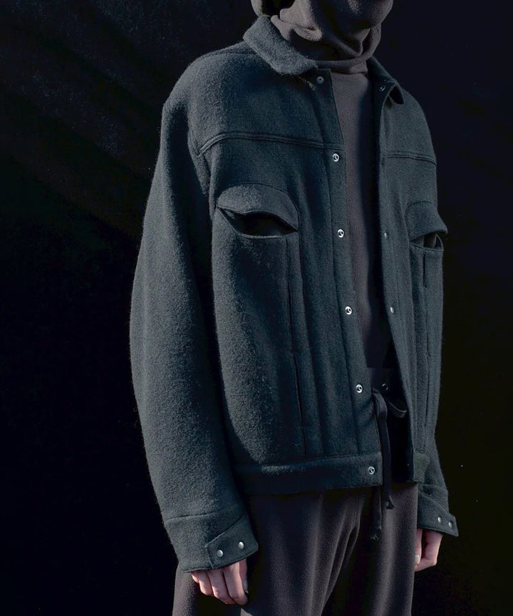 【OPPOSE DUALITY】6 POCKET PANEL KNIT - BLACK