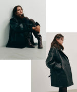 画像をギャラリービューアに読み込む, 【ANTHEM A】LAMB LEATHER TROMPE L&#39;OEIL SHORT COAT - BLACK
