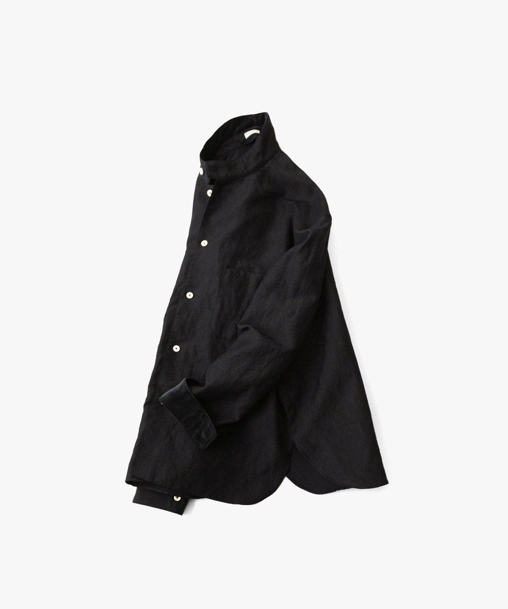 phebus- フィーバスのWOOL LINEN SHIRTのBLACK公式通販サイトsession福岡セレクトショップ