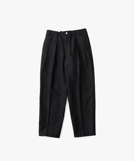 【phebus】WOOL LINEN WIDE TAPERED PANTS - BLACK