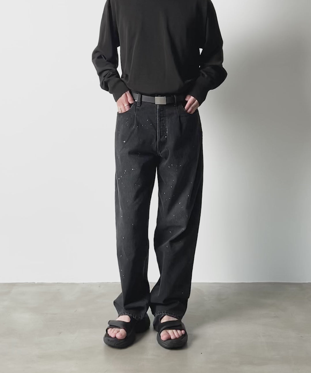 【ssstein】VINTAGE REPRODUCTION SPLASHED DENIM JEANS - BLACK