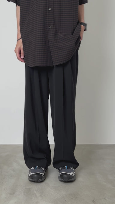 ATTACHMENT アタッチメントのSORIBIA TWILL BELTED WIDE TROUSERS-BLACKの公式通販サイトsession福岡セレクトショップ