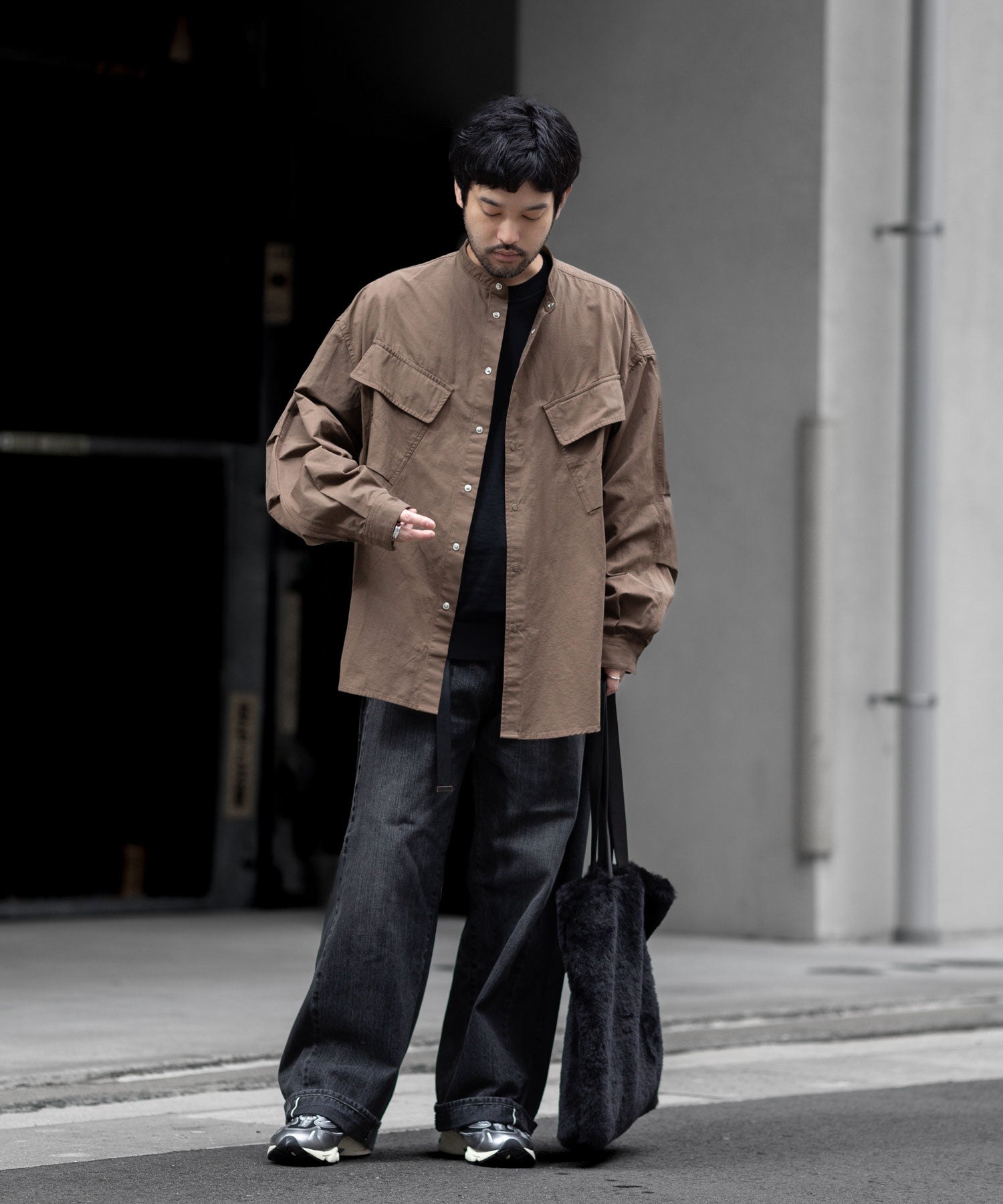 NEITHERS ネイダースのROASTER BAND COLLAR SHIRT JACKET - BROWNの公式通販サイトsession福岡セレクトショップ