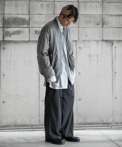 ATTACHMENT(アタッチメント)のPE/RY STRETCH TROPICAL BELTED WIDE TROUSERSのD.GRAY