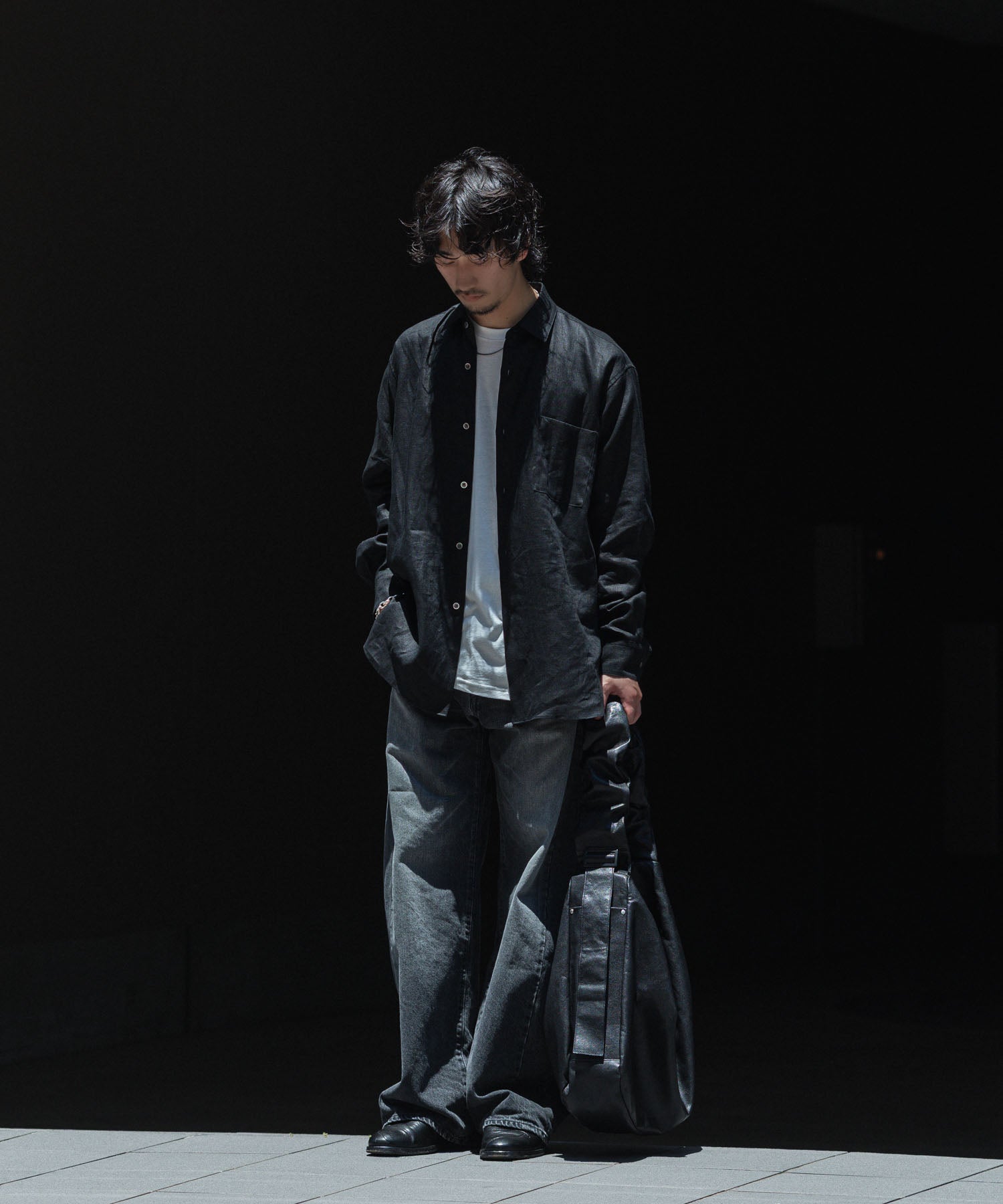 basicさん専用 黒　Sサイズ ssstein / シュタイン】LIGHT LINEN OVERSIZED LS SHIRT - BLACK