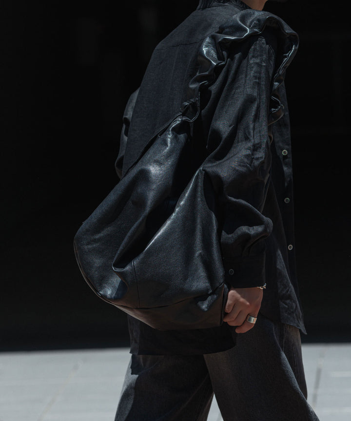 ssstein(シュタイン)のGOAT LEATHER SHIRRING HANDLE SHOULDER BAG - BLACKの公式通販サイトsession福岡セレクトショップ