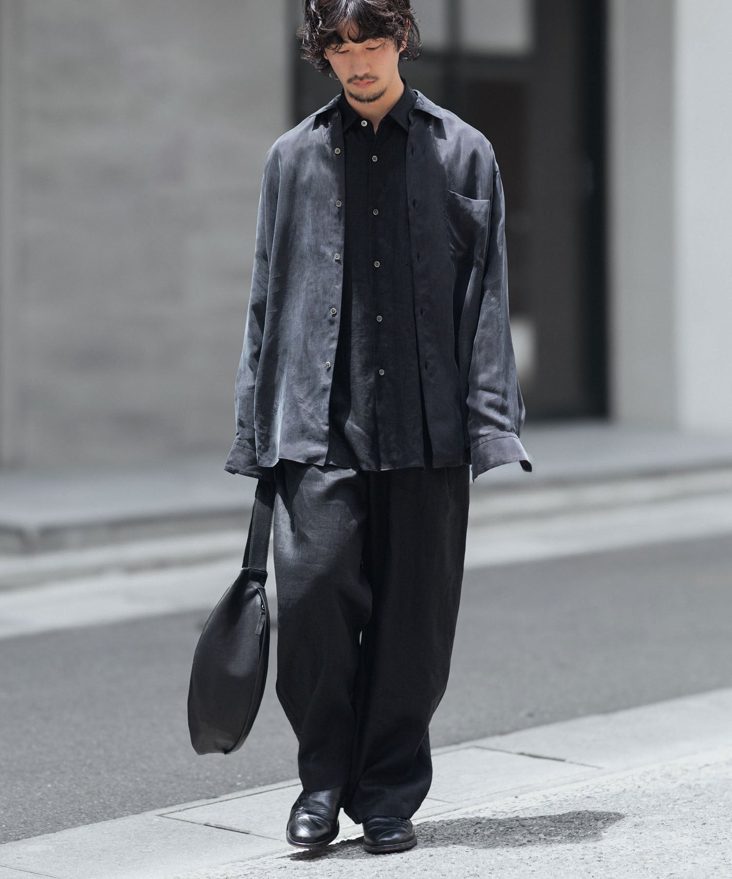 ssstein / シュタイン】CUPRO FIBRIL OVERSIZED LS SHIRT - CHARCOAL