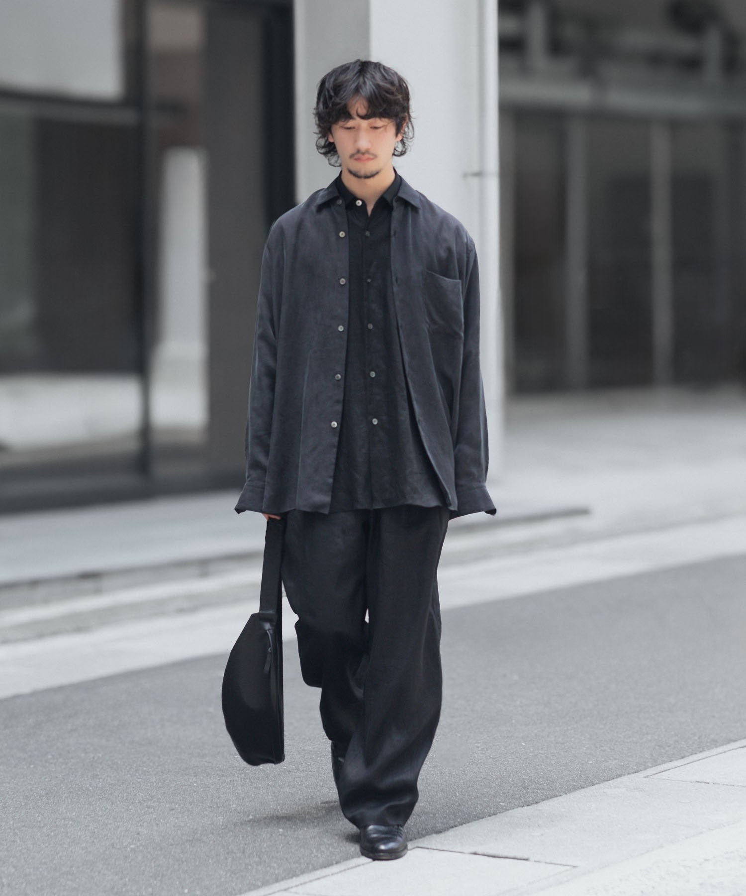 ssstein / シュタイン】LIGHT LINEN WIDE EASY TROUSERS - BLACK