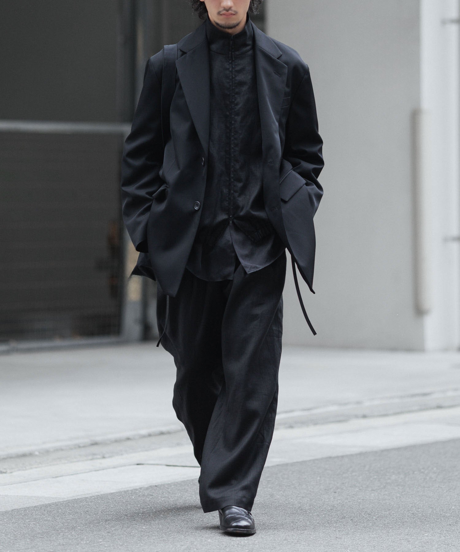 ssstein / シュタイン】LIGHT LINEN WIDE EASY TROUSERS - BLACK