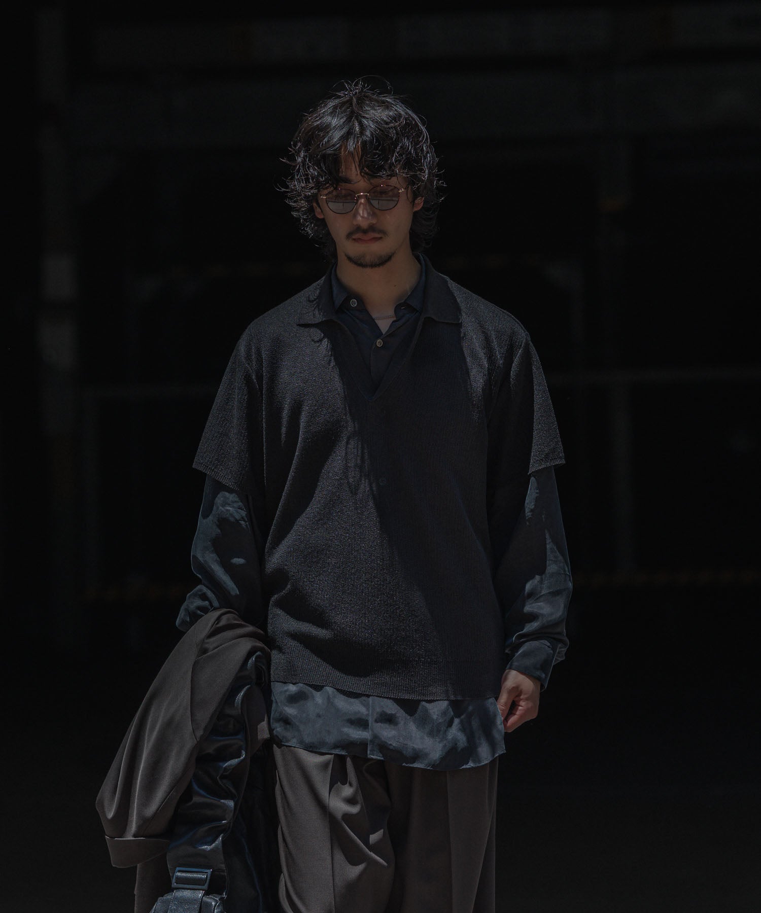 ssstein / シュタイン】CUPRO FIBRIL OVERSIZED LS SHIRT - CHARCOAL