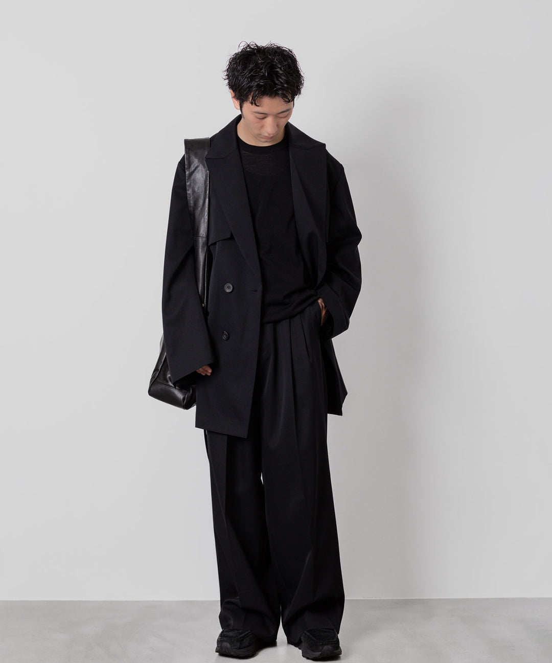 ssstein(シュタイン)の24AWコレクション LONG WIDE TROUSERS (2/90 WOOL GABARDINE) - BLACK 公式通販サイトsession福岡セレクトショップ