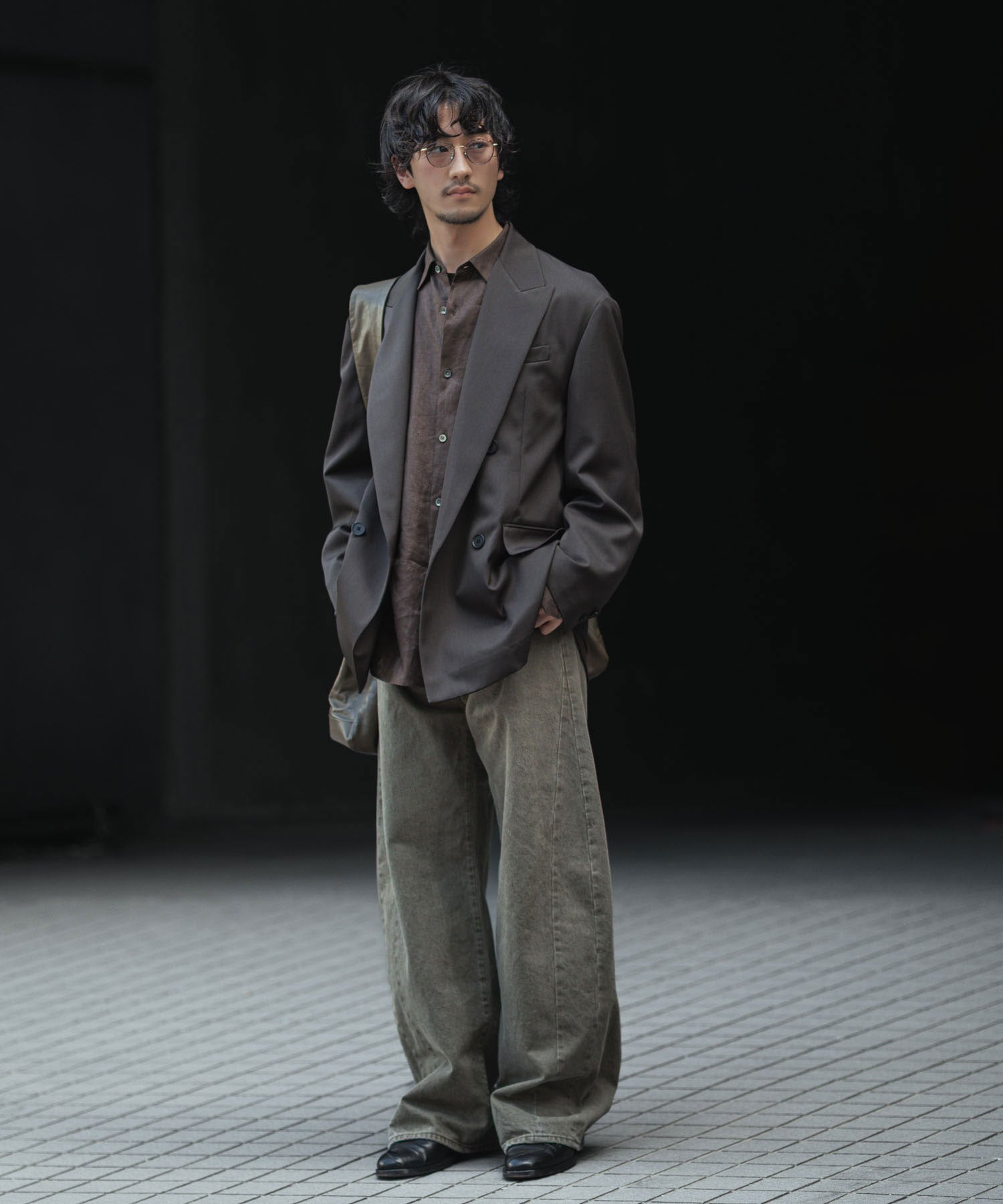 ssstein / シュタイン】LIGHT LINEN OVERSIZED LS SHIRT - BROWN