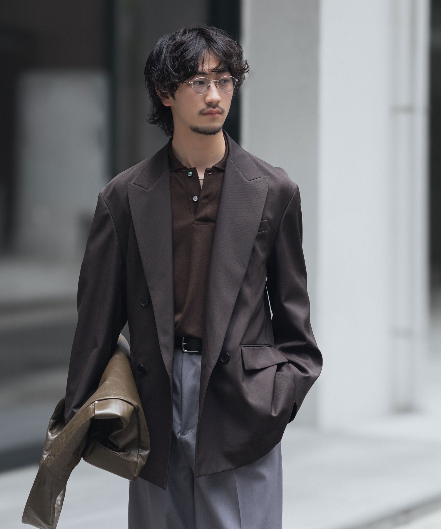 ssstein / シュタイン】DOUBLE BREASTED BLAZER - GREY KHAKI | 公式