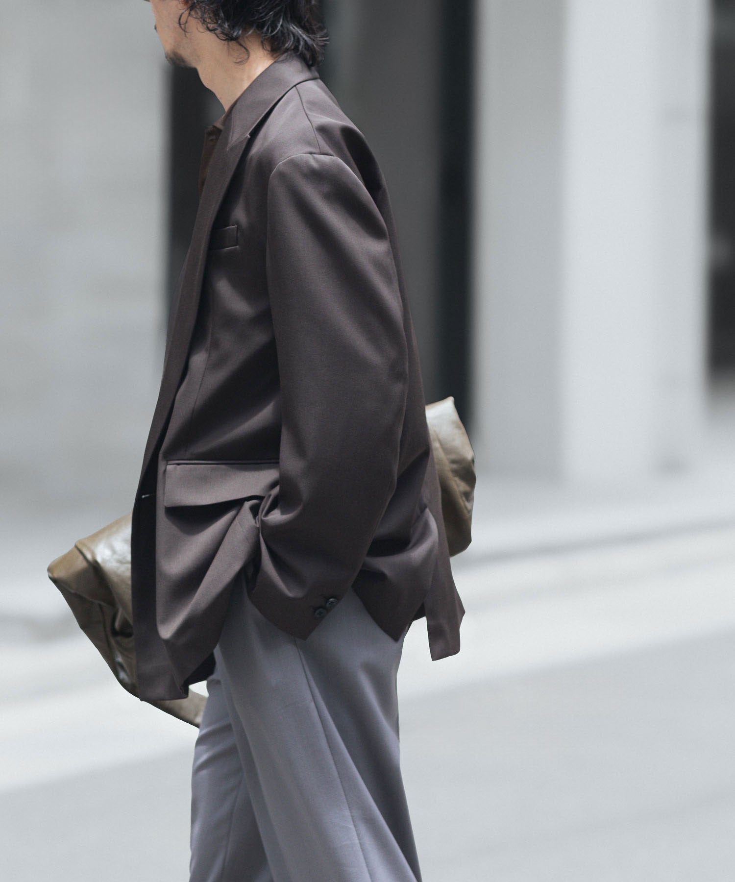 ssstein / シュタイン】DOUBLE BREASTED BLAZER - GREY KHAKI | 公式