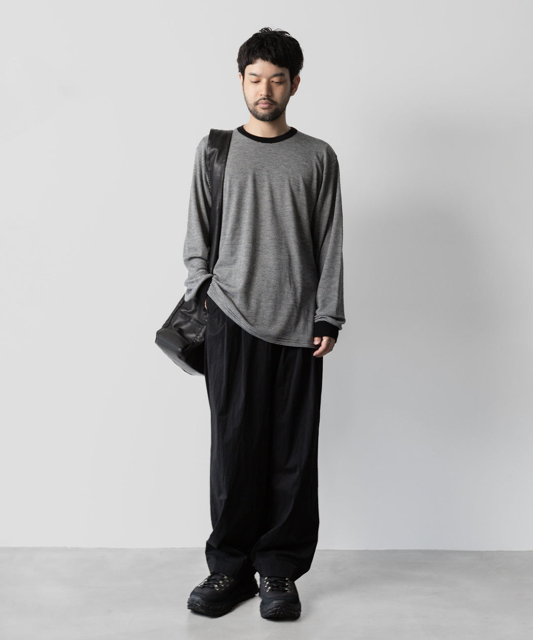 ssstein(シュタイン)の24AWコレクション STRIPED WOOL OVERSIZED LONG SLEEVE TEE - BLACK 公式通販サイトsession福岡セレクトショップ