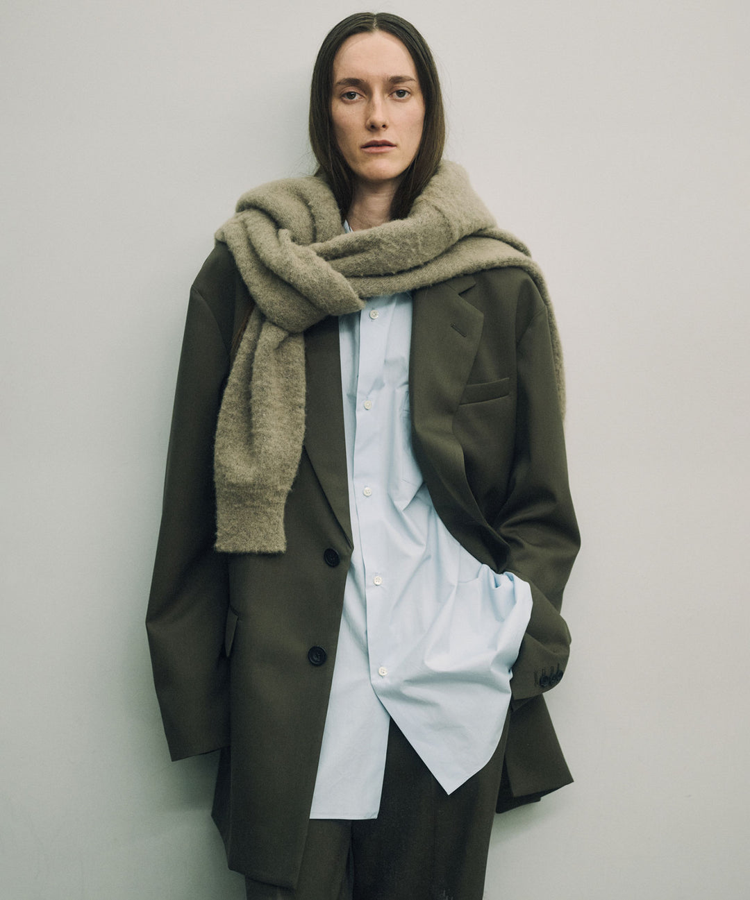 ssstein(シュタイン)のSUVIN COTTON OVERSIZED REGULAR COLLAR SHIRT - OFF BLUEの公式通販サイトsession福岡セレクトショップ