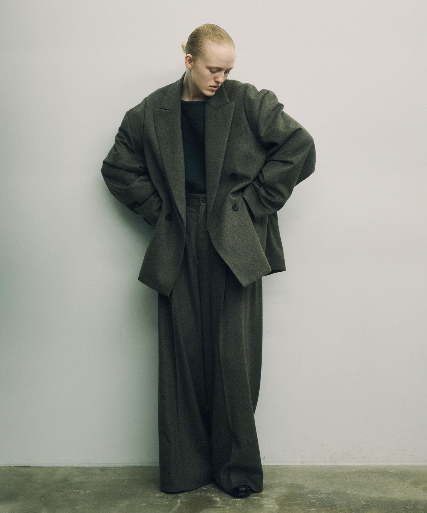 ssstein / シュタイン】WOOL DOESKIN EXTRA WIDE TROUSERS - TAUPE