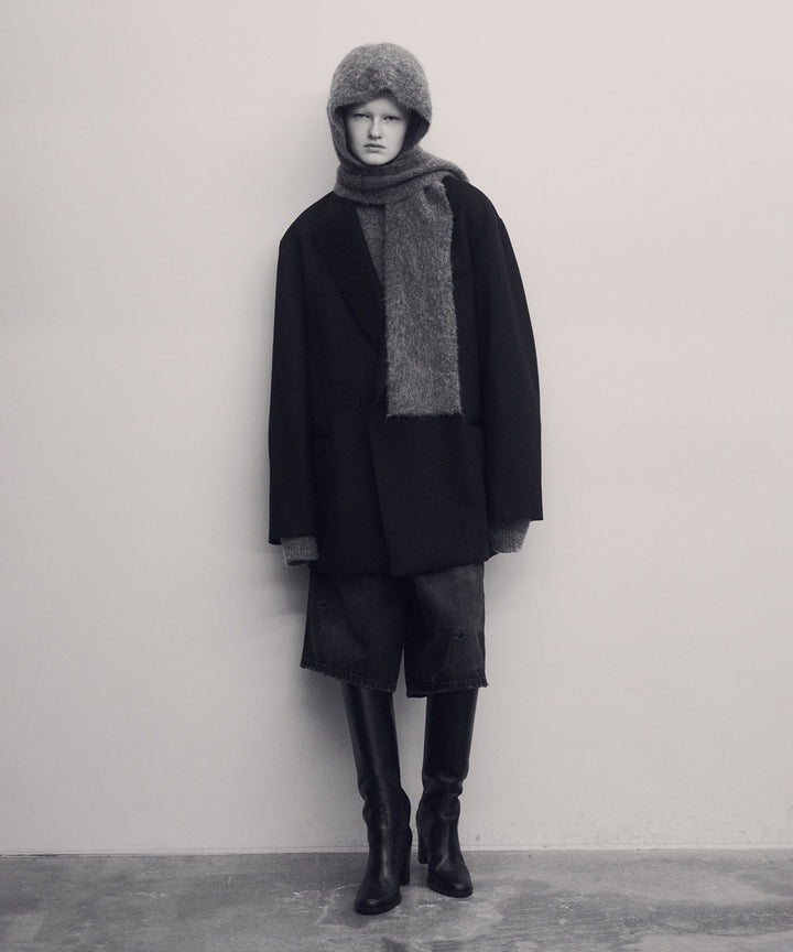 【ssstein】WOOL/ALPACA MILLED KNIT BALACLAVA - GREY