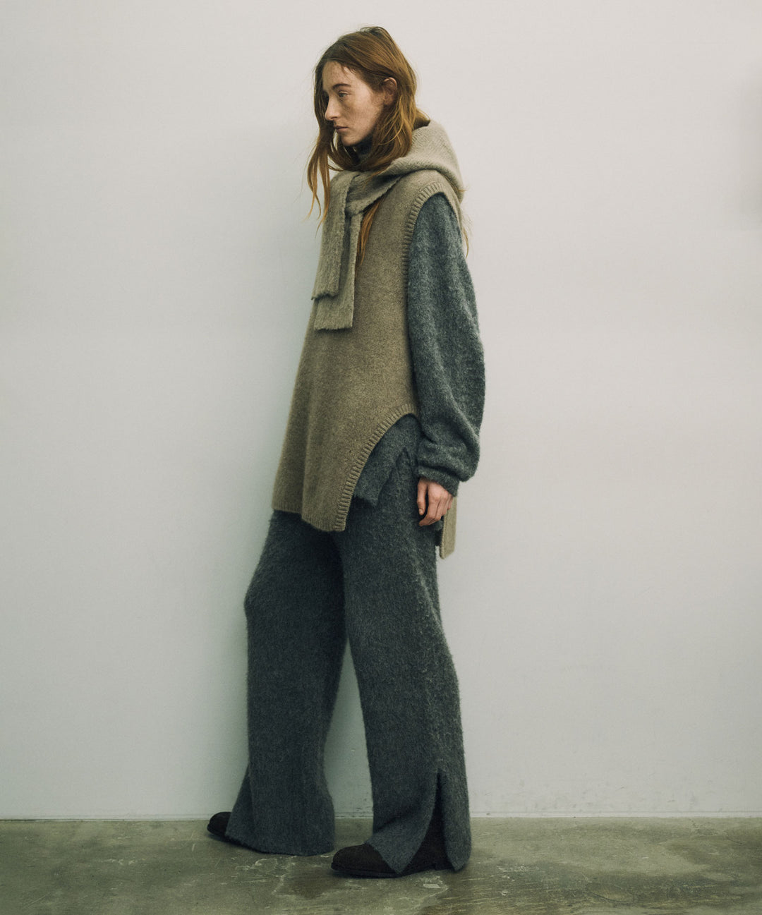 【ssstein】WOOL/ALPACA MILLED KNIT BALACLAVA - BEIGE