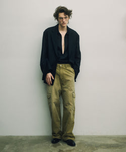 ssstein / シュタイン】WOOL FLANNEL OVERSIZED SKIPPER SHIRT - BLACK