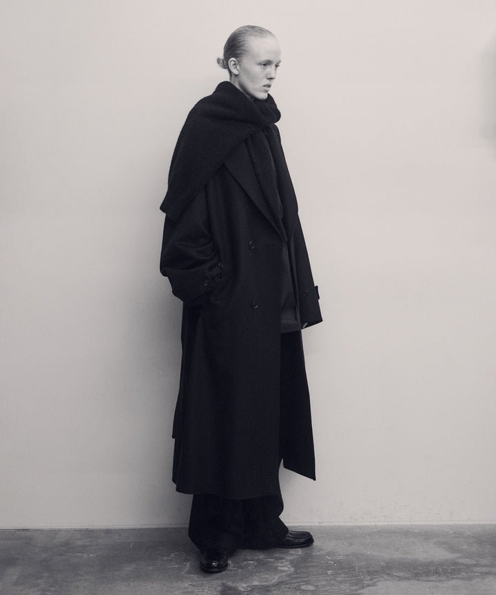 【ssstein】OVERSIZED PEAK LAPEL COAT - BLACK