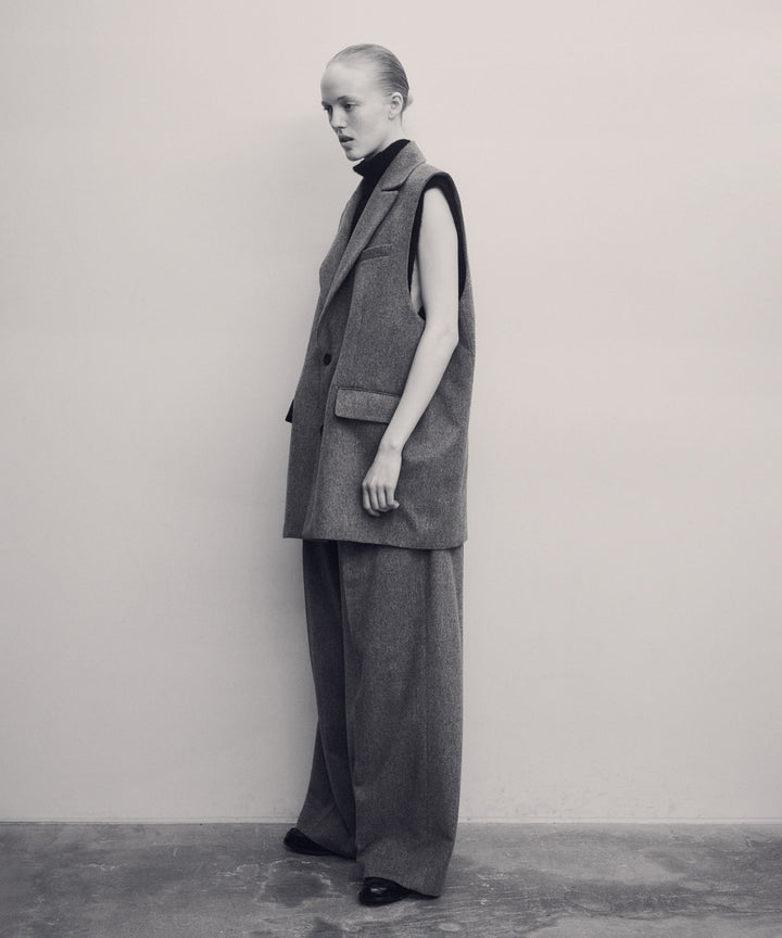 【ssstein】W/CA BEAVER EXTRA WIDE TROUSERS - GREY