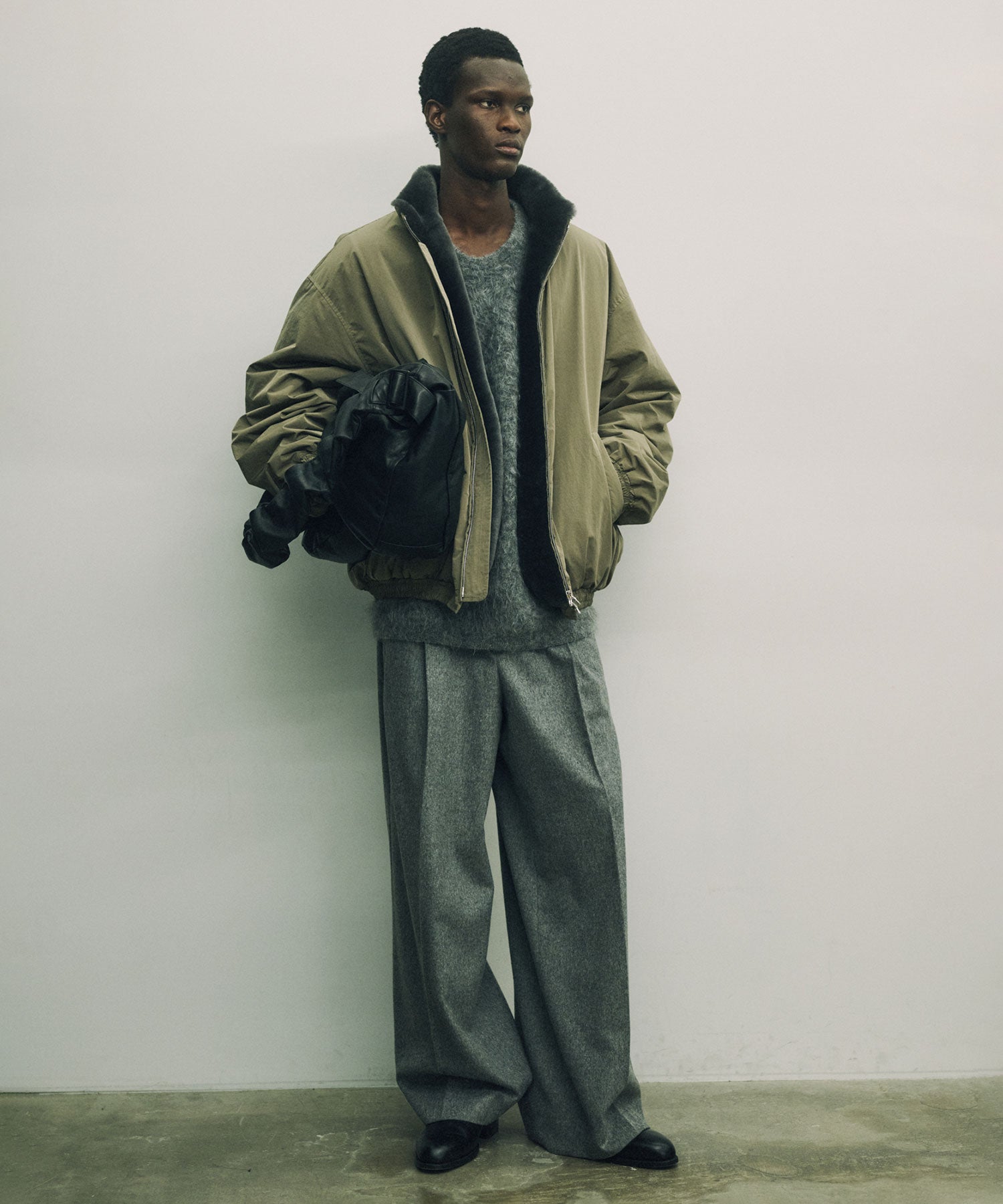 【ssstein】KID MOHAIR KNIT CREW NECK LS - GREY