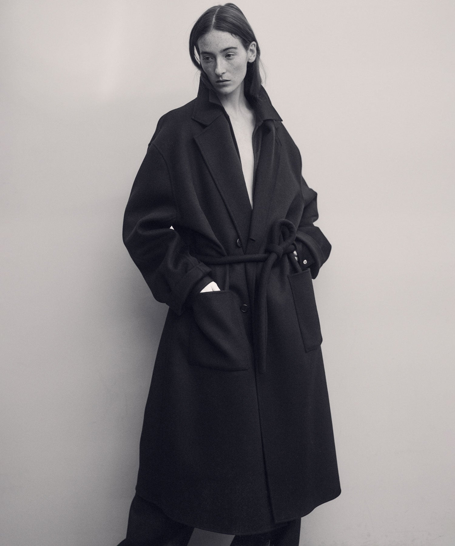 ssstein / シュタイン】WOOL FLANNEL OVERSIZED SKIPPER SHIRT - BLACK