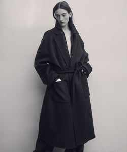 ssstein / シュタイン】WOOL FLANNEL OVERSIZED SKIPPER SHIRT - BLACK