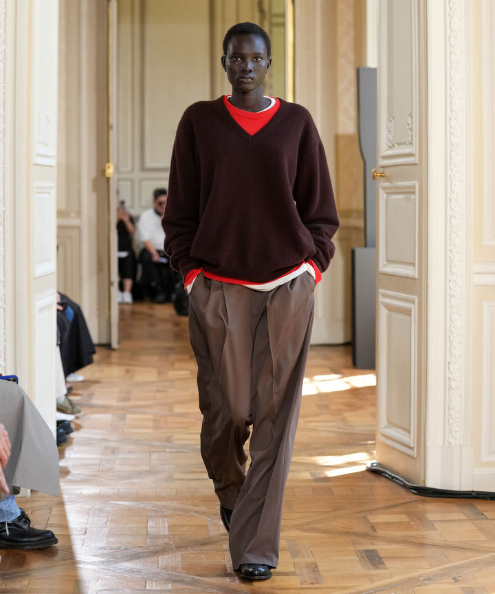 ssstein(シュタイン)のLONG WIDE TROUSERS (2/90 WOOL GABARDINE) - DARK BROWNの公式通販サイトsession福岡セレクトショップ
