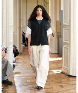 ssstein / シュタイン】DOUBLE WEAVE COTTON ROUND PANTS - CREAM