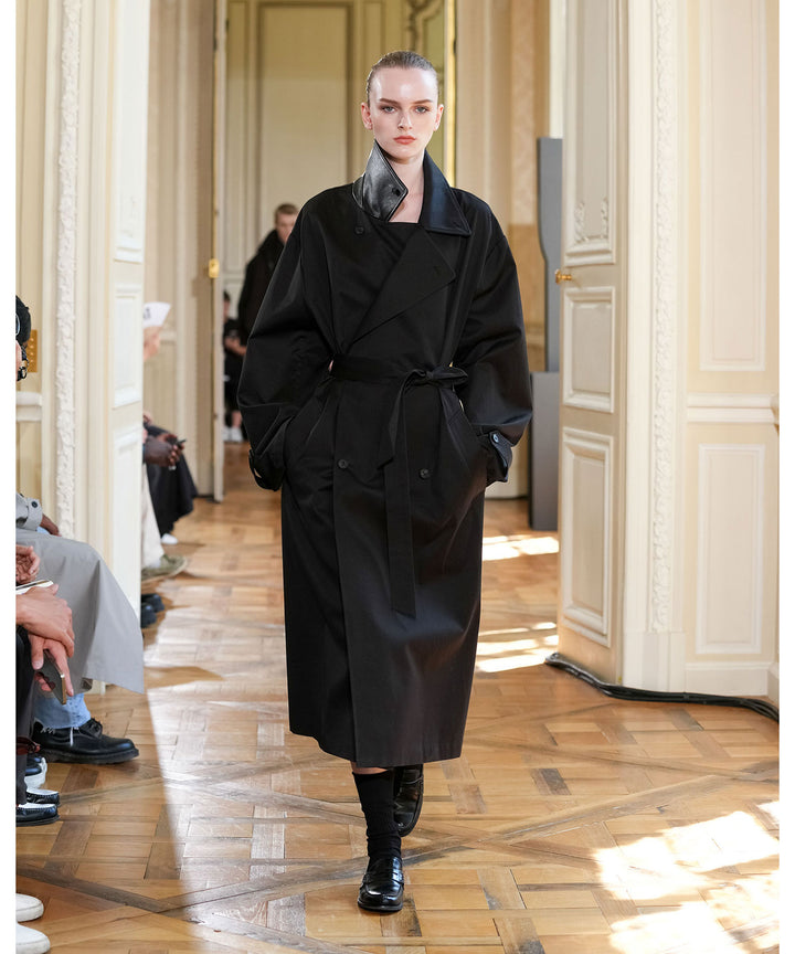 ssstein(シュタイン)のCOTTON SATIN OVERSIZED DOUBLE BREASTED COAT - BLACKの公式通販サイトsession福岡セレクトショップ