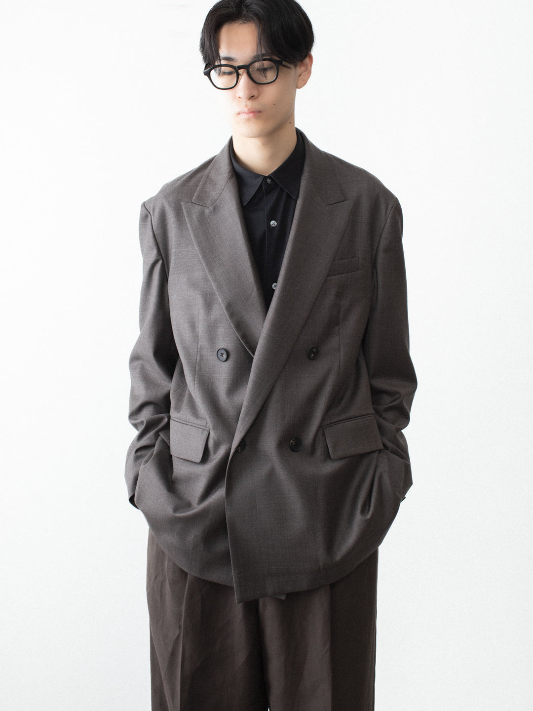 ssstein(シュタイン)のEXTRA FINE WOOL DOUBLE BREASTED BLAZER - BROWN GREYの公式通販サイトsession福岡セレクトショップ