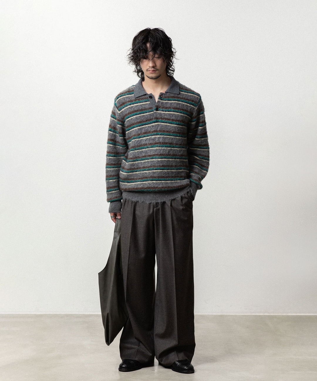 ssstein(シュタイン)の KID MOHAIR RIBBED KNIT POLO LS - GREY MULTIの公式通販サイトsession福岡セレクトショップ