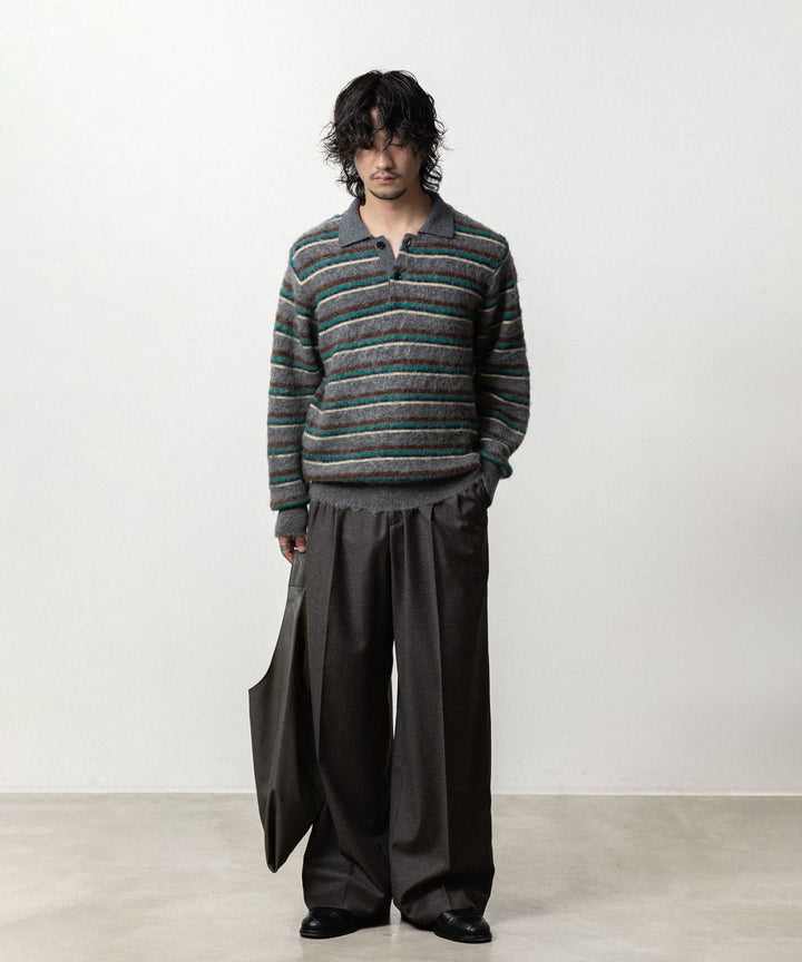 ssstein(シュタイン)の KID MOHAIR RIBBED KNIT POLO LS - GREY MULTIの公式通販サイトsession福岡セレクトショップ