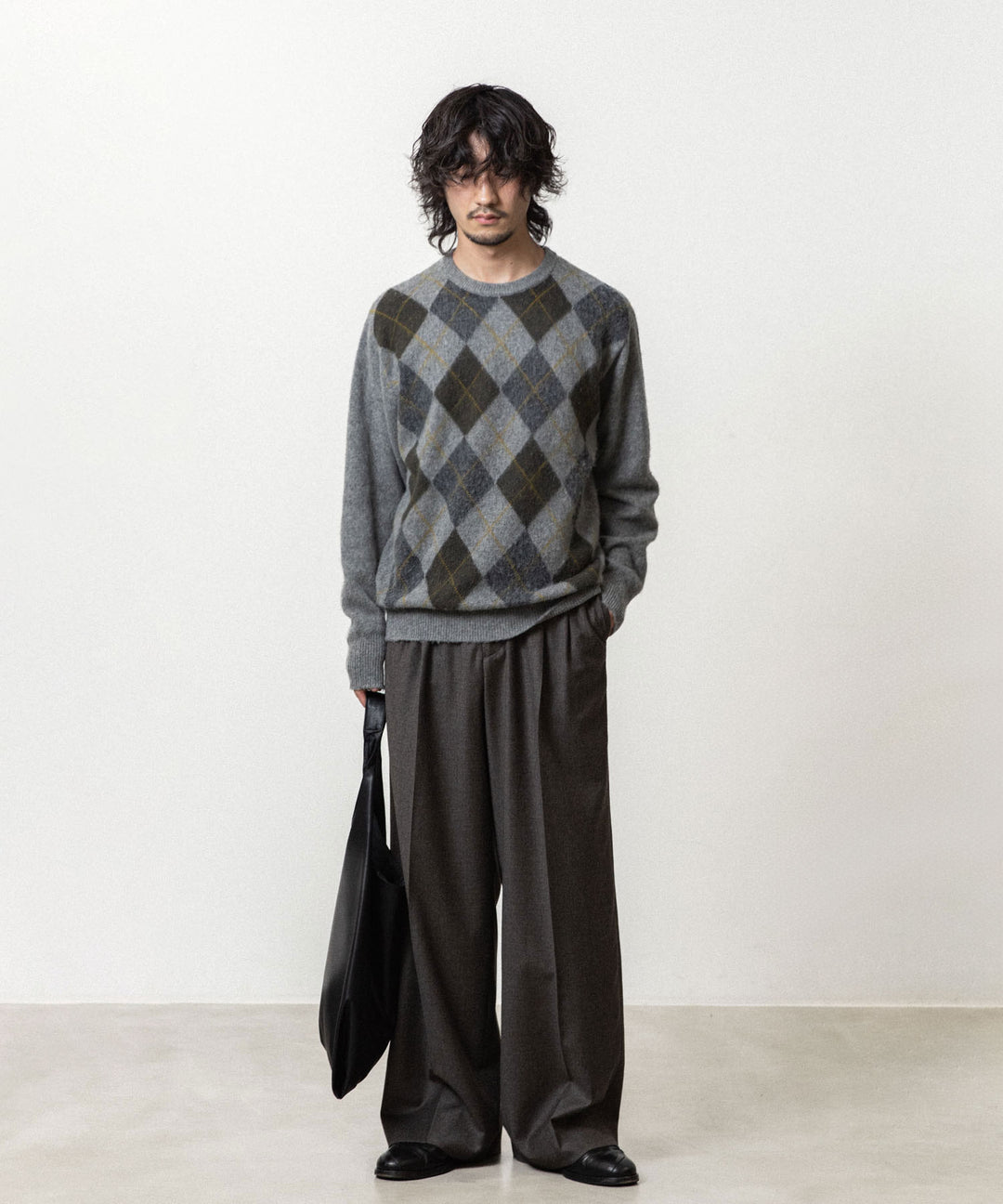 ssstein(シュタイン)のFINE WOOL ARGYLE KNIT CREW NECK LS - LIGHT GREY MULTIの公式通販サイトsession福岡セレクトショップ
