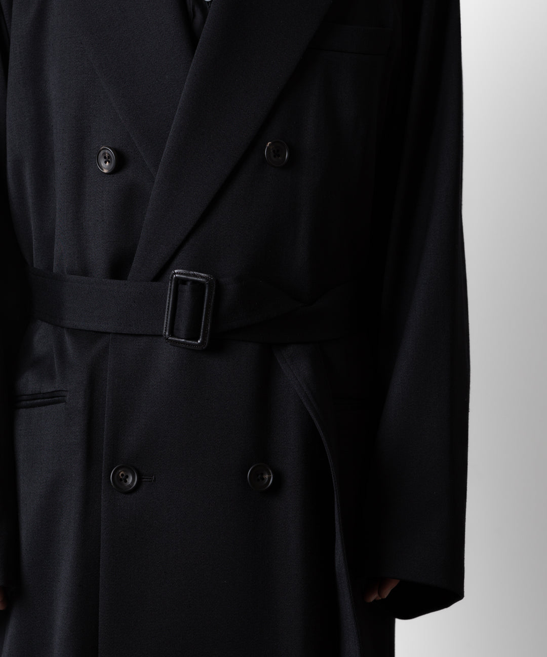 ssstein(シュタイン)のW/SI SATIN PEAK LAPEL LONG COAT - BLACKの公式通販サイトsession福岡セレクトショップ