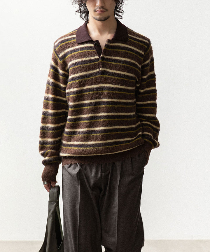 ssstein(シュタイン)の KID MOHAIR RIBBED KNIT POLO LS -  BROWN MULTIの公式通販サイトsession福岡セレクトショップ