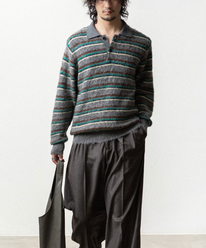 ssstein(シュタイン)の KID MOHAIR RIBBED KNIT POLO LS - GREY MULTIの公式通販サイトsession福岡セレクトショップ